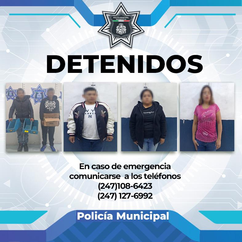 Asegura Policía Municipal de Huamantla a cinco personas en diferentes hechos delictivos